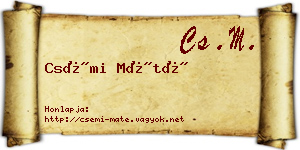 Csémi Máté névjegykártya