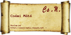 Csémi Máté névjegykártya